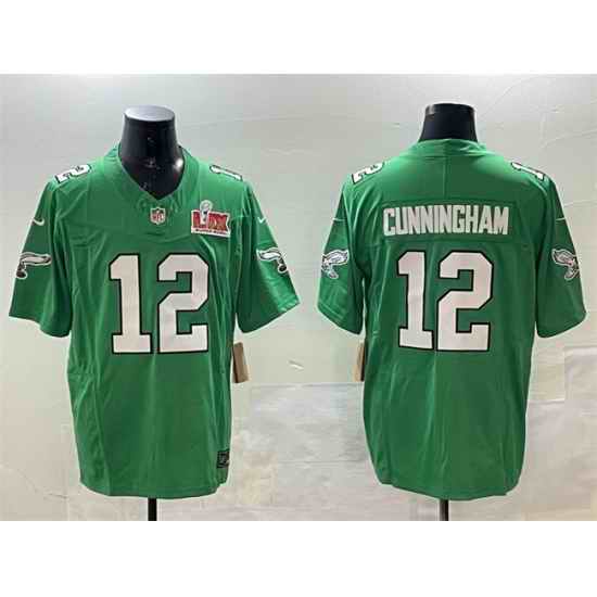 Men Philadelphia Eagles 12 Randall Cunningham Green 2025 Super Bowl LIX Patch F U S E  Throwback Vapor Untouchable Limited Stitched Football Jersey