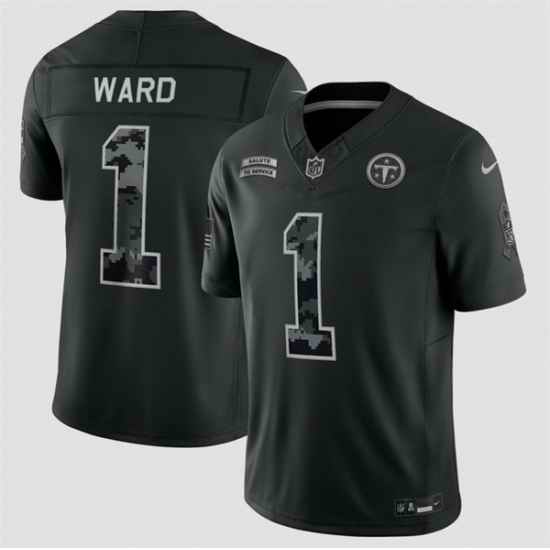 Men Tennessee Titans 1 Cameron Ward Black F U S E 2026 Salute to Service Limited Stitched Football Jersey