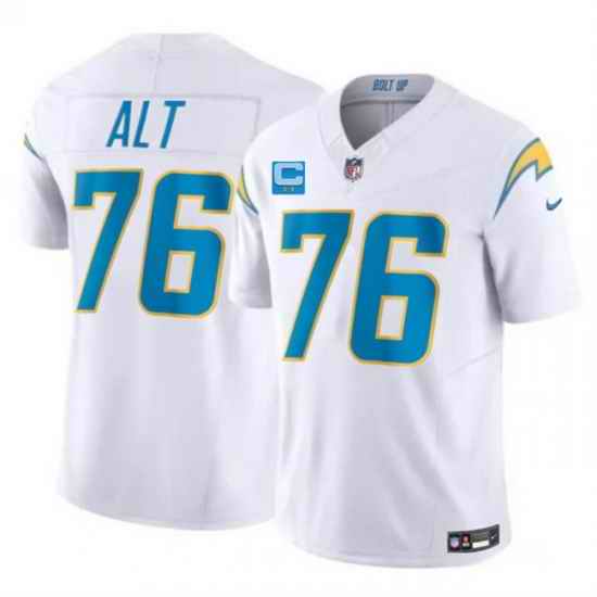 Men Los Angeles Chargers 76 Joe Alt White 2026 F U S E 2 Star C Patch Vapor Limited Stitched Football Jersey