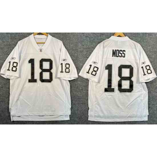 Men Las Vegas Raiders  18 Randy Moss White Stitched Jersey