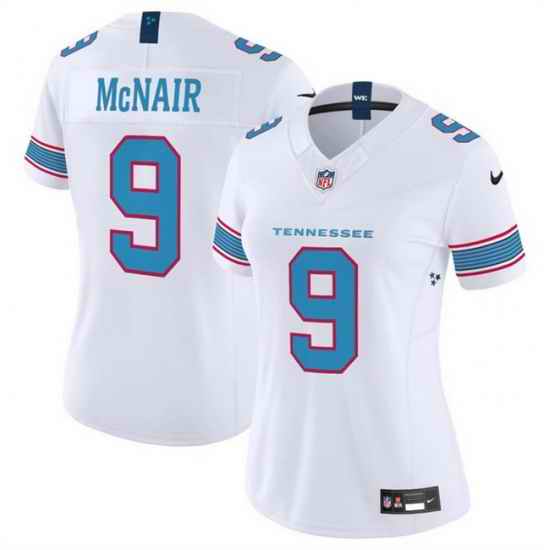 Women Tennessee Titans  9 Steve McNair White 2026 F U S E  Vapor Limited Stitched Football Jersey
