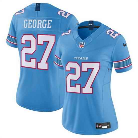 Women Tennessee Titans 27 Eddie George Light Blue 2026 F U S E Vapor Limited Stitched Football Jersey