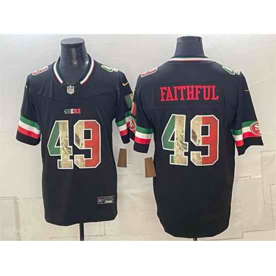 Men San Francisco 49ers 49 Faithful Black 2025 F U S E Mexico Vapor Limited Stitched Football Jersey