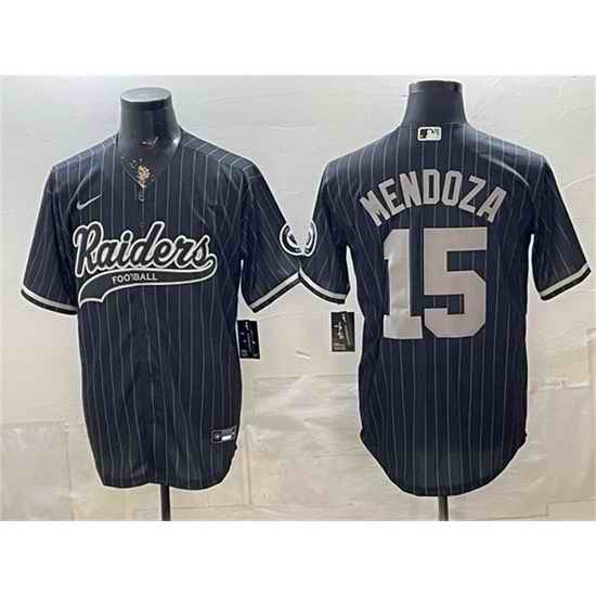 Men Las Vegas Raiders  15 Fernando Mendoza Black Cool Base Stitched Baseball Jersey