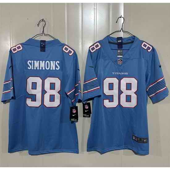 Men Tennessee Titans  98 Jeffery Simmons Light Blue 2026 Vapor Limited Stitched Football Jersey