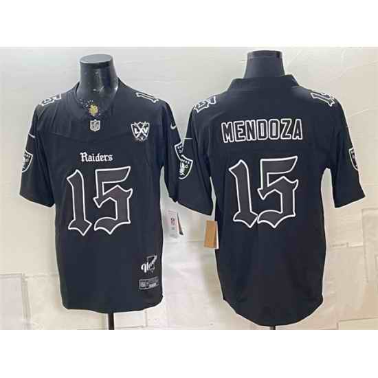 Men Las Vegas Raiders 15 Fernando Mendoza Black F U S E 65th Anniversary Patch Vapor Untouchable Limited Stitched Football Jersey