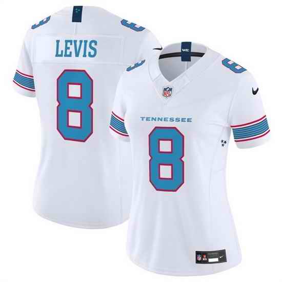Women Tennessee Titans 8 Will Levis White 2026 F U S E Vapor Limited Stitched Football Jersey