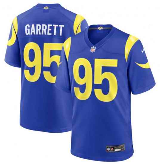 Men Los Angeles Rams Myles Garrett #95 Blue Home Stitched Jersey