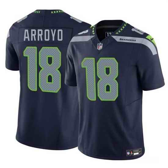 Men Seattle Seahawks 18 Elijah Arroyo Navy 2025 Draft F U S E Vapor Limited Stitched Football Jersey