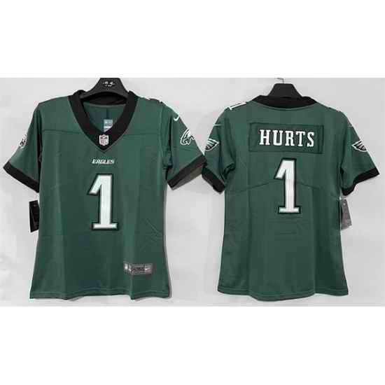 Women Philadelphia Eagles 1 Jalen Hurts Green New Vapor Untouchable Limited Stitched Football Jersey