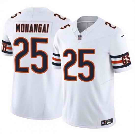 Men Chicago Bears 25 Kyle Monangai White 2025 F U S E  Vapor Untouchable Limited Stitched Football Jersey