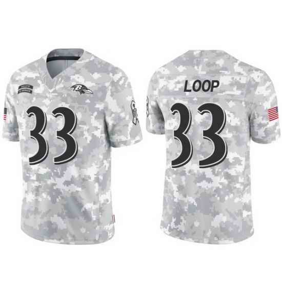 Men Baltimore Ravens Tyler Loop #33 2024 Salute To Service Stitched NFL Jersey