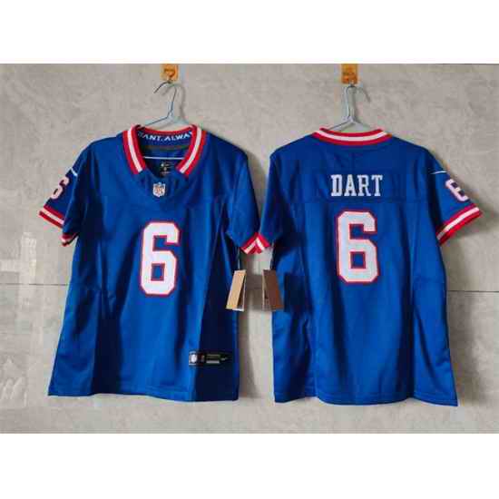 Youth New York Giants 6 Jaxson Dart Blue 2025 Draft F U S E  Throwback Untouchable Limited Stitched Jersey