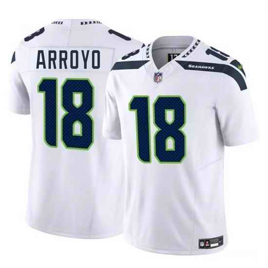 Men Seattle Seahawks 18 Elijah Arroyo White 2025 Draft F U S E  Vapor Limited Stitched Football Jersey