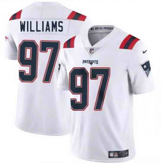 Men New England Patriots 97 Milton Williams White 2025 Vapor Limited Stitched Football Jersey