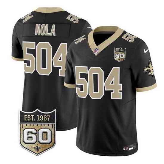 Men New Orleans Saints  504 Nola Black F U S E  60th Anniversary Patch Vapor Limited Stitched Football Jersey