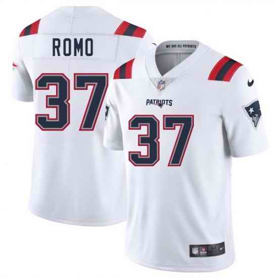 Men New England Patriots 37 Parker Romo White 2025 Vapor Limited Stitched Football Jersey