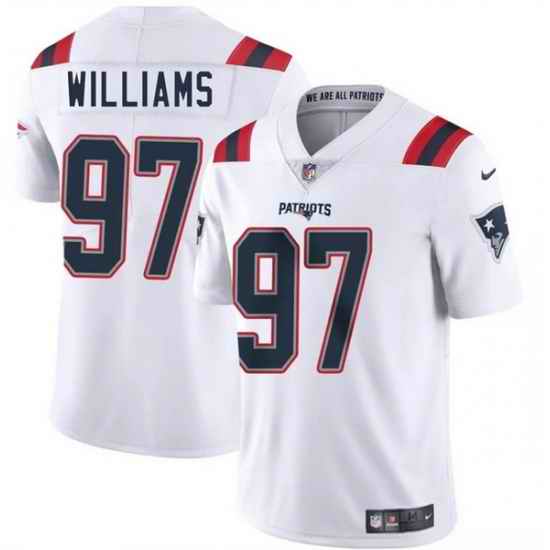 Youth New England Patriots 97 Milton Williams White 2025 Vapor Limited Stitched Football Jersey
