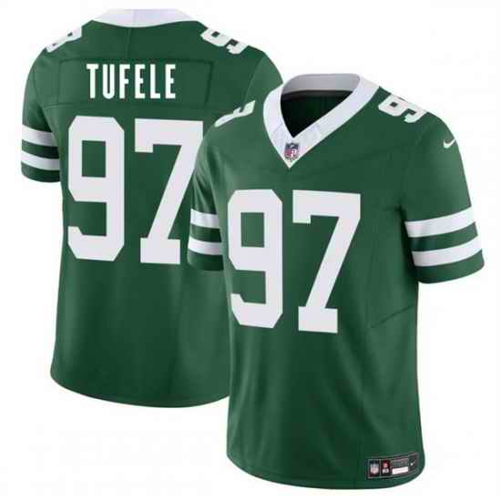 Men New York Jets 97 Jay Tufele Green 2025 F U S E  Vapor Untouchable Limited Stitched Jersey