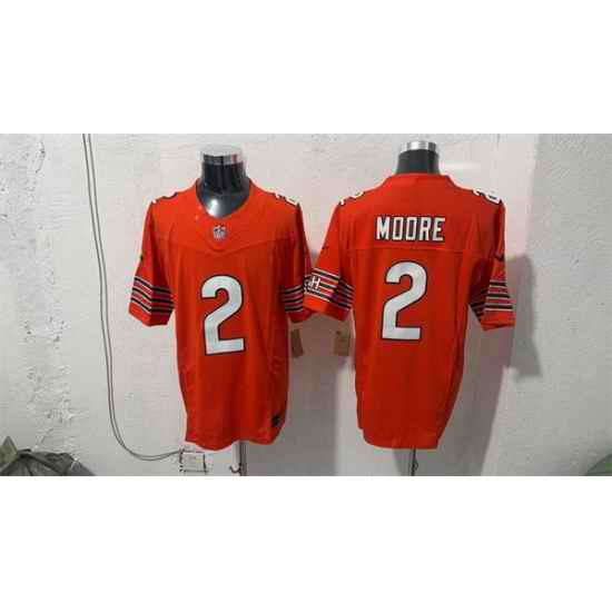 Men Chicago Bears  2 D J  Moore Orange 2026 F U S E  Vapor Untouchable Limited Stitched Football Jersey