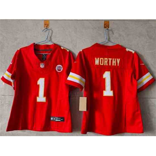 Women Kansas City Chiefs 1 Xavier Worthy Red 2023 F U S E  Vapor Untouchable Limited Stitched Jersey