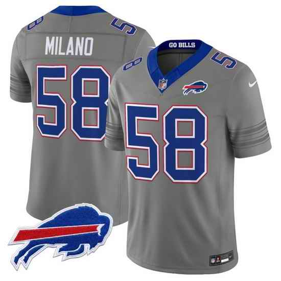 Men Buffalo Bills  58 Matt Milano Gray F U S E  2026 Nickel City Vapor Stitched Football Jersey