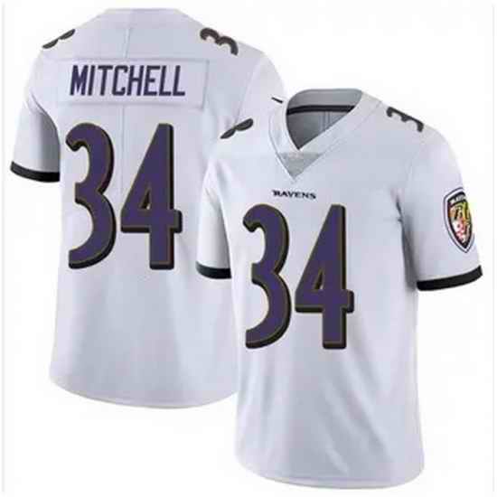 Men Baltimore Ravens Nike Keaton Mitchell White F U S E Stitched NFL Jersey