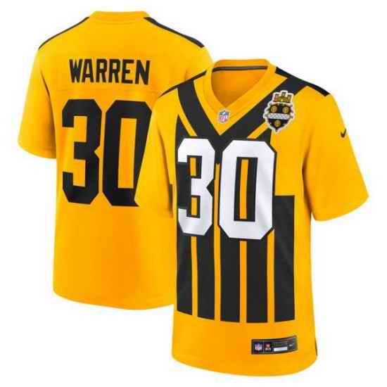 Men Pittsburgh Steelers Jaylen Warren #30 Gold 1933 F U S E Throwback Alternate Football Stitched Football Jersey