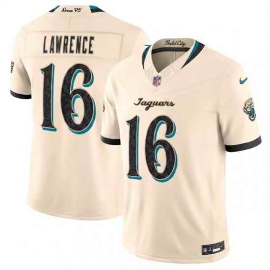 Men Jacksonville Jaguars  16 Trevor Lawrence Cream 2026 F U S E  Rivalries Collection Limited Stitched Football Jersey