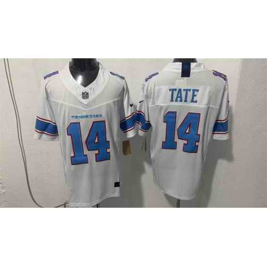 Men Tennessee Titans  14 Carnell Tate White 2026 F U S E  Vapor Limited Stitched Football Jersey