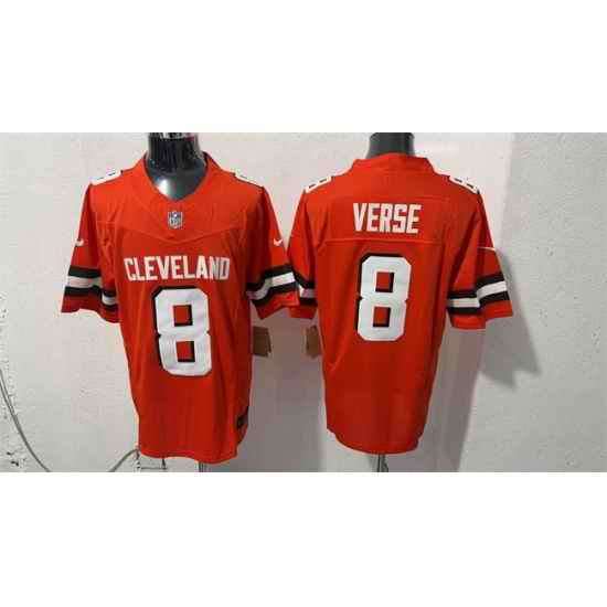 Men Cleveland Browns 8 Jared Verse Orange Vapor Limited Stitched Football Jersey