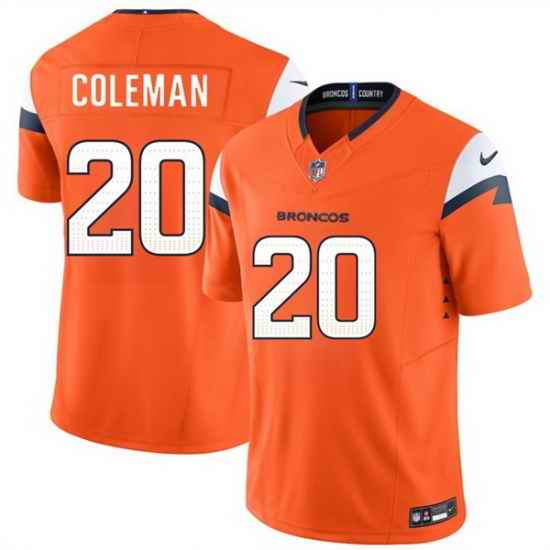 Men Denver Broncos  20 Jonah Coleman Orange 2026 Draft F U S E  Vapor Limited Stitched Football Jersey