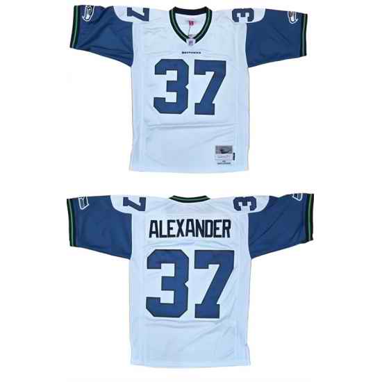 Men Seattle Seahawks  37 Shaun Alexander White Stitched Football Jersey