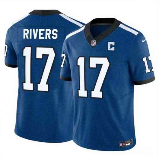 Men Indianapolis Colts 17 Philip Rivers Blue 2025 F U S E  Throwback Vapor Limited Stitched Football Jersey