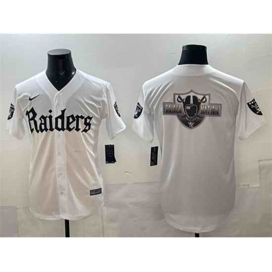 Men Las Vegas Raiders Team Big Logo White Gothic Sin City Shadows Edition Vapor Limited Stitched Baseball Jersey