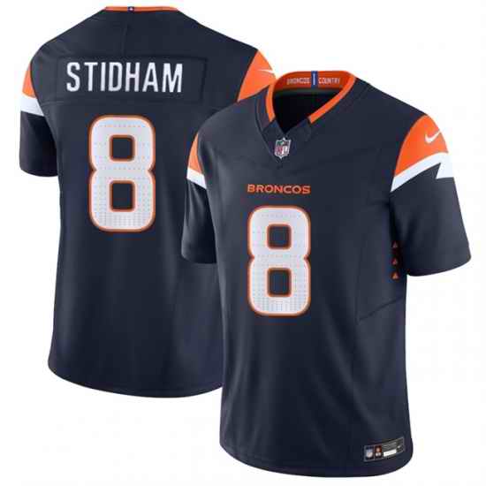 Men Denver Broncos 8 Jarrett Stidham Navy F U S E  Vapor Limited Stitched Football Jersey
