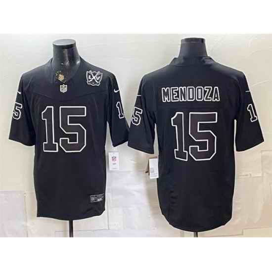 Men Las Vegas Raiders  15 Fernando Mendoza Black F U S E  65th Anniversary Patch Vapor Untouchable Limited Stitched Football Jersey