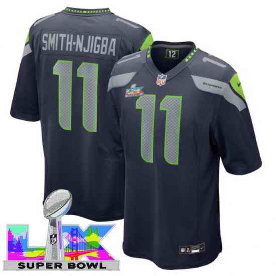 Men Women Youth Seattle Seahawks #11 Jaxon Smith-Njigba 2025 2026 Super Bowl LX F U S E Stitched NFL Jersey Blue