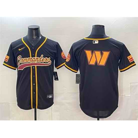 Men Washington Commanders Team Big Logo Black Limited Stitched Baseball Jersey