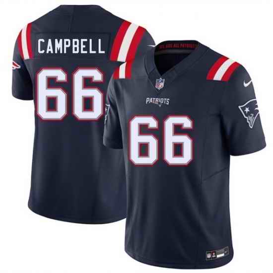 Men New England Patriots 66 Will Campbell Navy 2025 F U S E  Vapor Limited Stitched Football Jersey
