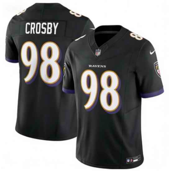 Men Baltimore Ravens 98 Maxx Crosby Black 2025 F U S E Vapor Stitched Jersey