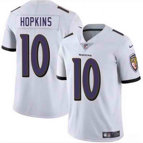 Men Baltimore Ravens 10 DeAndre Hopkins White Vapor Limited Football Jersey
