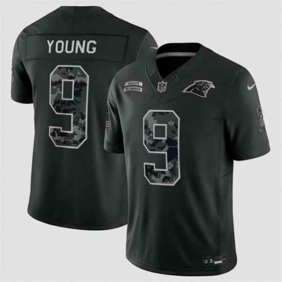 Men Carolina Panthers 9 Bryce Young Black F U S E 2026 Salute to Service Limited Stitched Football Jersey
