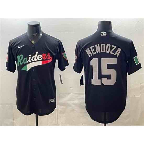 Men Las Vegas Raiders  15 Fernando Mendoza Black Mexico Cool Base Stitched Baseball Jersey