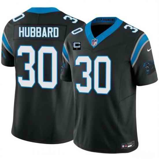 Men Carolina Panthers 30 Chuba Hubbard Black 2026 F U S E 1 Star C Patch Vapor Limited Stitched Football Jersey