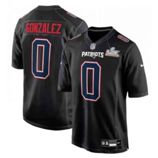 Christian Gonzalez New England Patriots Nike Super Bowl LX Patch Carbon Fashion Game Jersey Black
