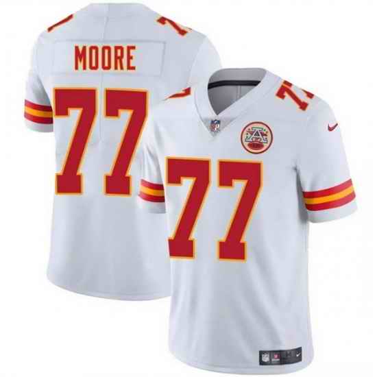 Men   Kansas City Chiefs 77 Jaylon Moore White 2025 Vapor Untouchable Limited Stitched Football Jersey
