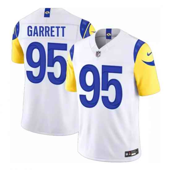Men Los Angeles Rams Myles Garrett #95 White Home Stitched Jersey
