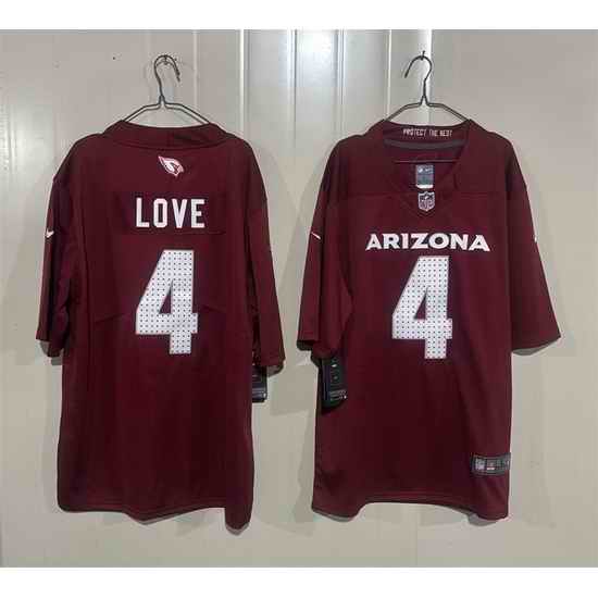 Men Arizona Cardinals  4 Jeremiyah Love Red 2026 Draft Vapor Untouchable Limited Stitched Jersey