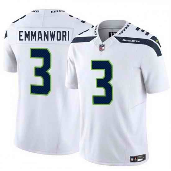 Men Seattle Seahawks 3 Nick Emmanwori White 2025 F U S E  Vapor Untouchable Limited Stitched Football Jersey